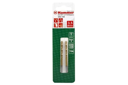Сверло по металлу HAMMER Ф3.5х70мм (DR MT 3,5мм*70/39мм 2шт.) купить в Надыме