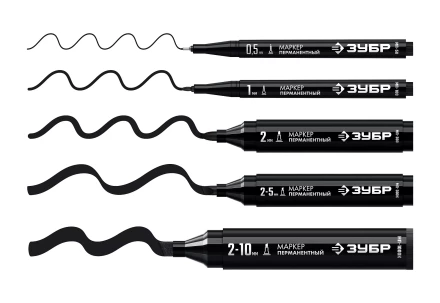 ЗУБР МП-300К чёрный, 2-5 мм, клиновидный перманентный маркер (06323-2) купить в Надыме