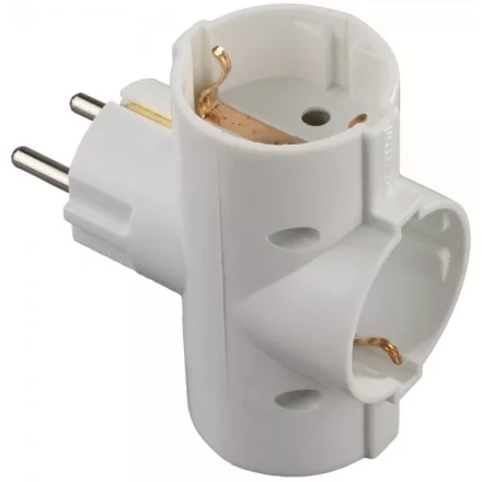 Тройник СВЕТОЗАР электрический с заземлением, 3 гнезда SV-55093 купить в Надыме