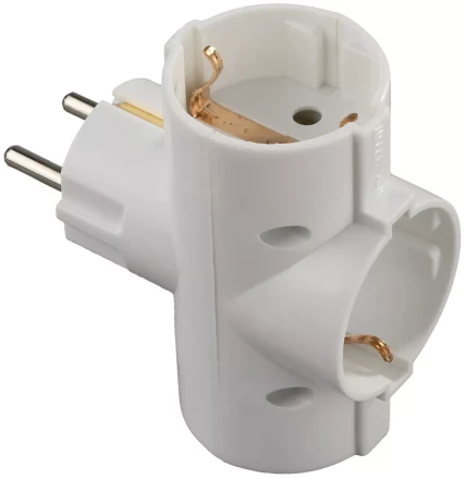 Тройник СВЕТОЗАР электрический с заземлением, 3 гнезда SV-55093 купить в Надыме