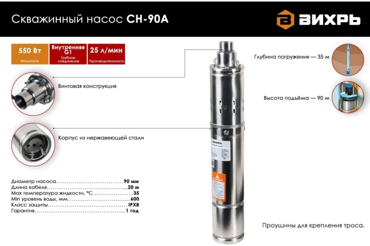 Скважинный насос СН-90А Вихрь 68/3/11 купить в Надыме