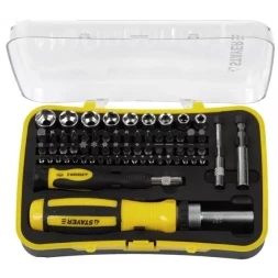 Набор STAYER "MASTER": Отвертка реверсивная с эргономичной ручкой, с насадками, в пластмассовом боксе, 65 предметов 25310-H65