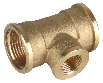 Тройник GENERAL FITTINGS переходной, латунь, г/г/г, 1&quot;-1/2&quot;-1&quot; 51061-1-1/2-1 купить в Надыме