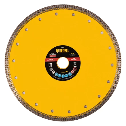 Диск алмазный отрезной 230 х 22,2мм, сплошной, супертонкий, горячий пресс, сухой/мокрый рез// Denzel 73074 купить в Надыме