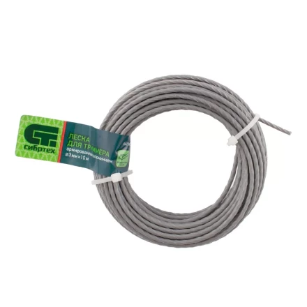 Леска для триммера квадратная витая, армированная алюминием, 3.0 мм х 10 м, Россия Сибртех 962005 купить в Надыме