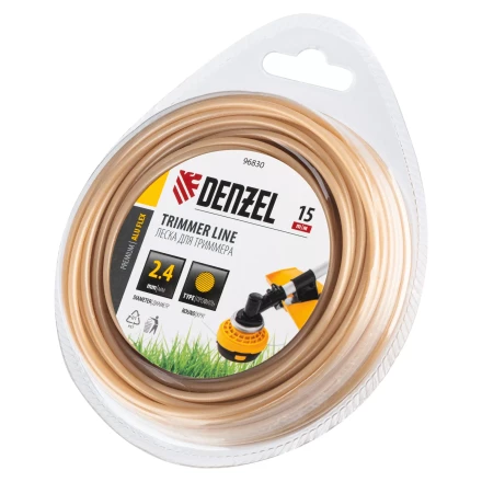 Леска для триммера армированная алюминием круглая, 2,4мм х 15м, блистер ALUFLEX Denzel 96830 купить в Надыме
