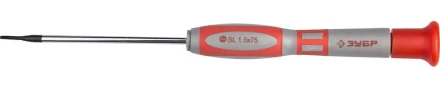 Отвертка ЗУБР "МАСТЕР" для точных работ, Cr-V, SL 1,5x75мм 25631-1.5-075 купить в Надыме