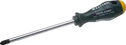Отвертка KRAFTOOL, Cr-Mo-V закалённый стержень, двухкомпонентная противоскользящ рукоятка, PH 3x150мм 25008-3-150 купить в Надыме