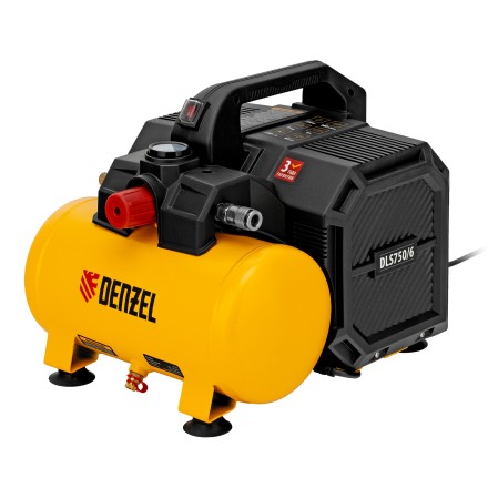Компрессор Denzel DLS750/6 58019 безмасляный малошумный 750 Вт, 140 л/мин,ресивер 6 л купить в Надыме