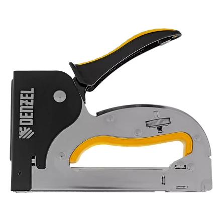 Степлер металл. Denzel 40223, скобы в комплекте, плавная регулировка удара, 2К рукоятка, тип 53, 4-14 мм купить в Надыме