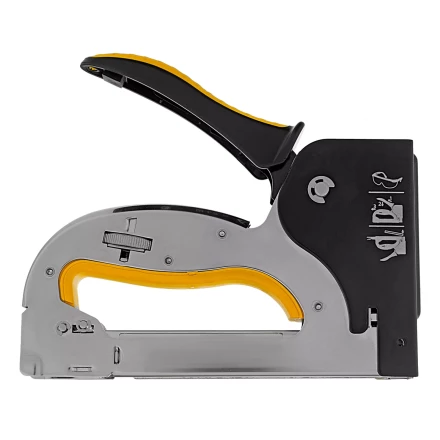 Степлер металл. Denzel 40223, скобы в комплекте, плавная регулировка удара, 2К рукоятка, тип 53, 4-14 мм купить в Надыме