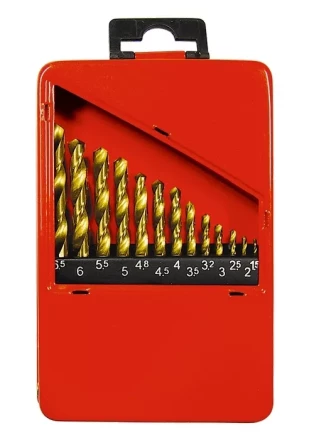 Набор нитридтитановых сверл по металлу 1,5-6,5мм через 0,5мм+3,2мм 4,8мм НSS 13 шт MATRIX 72386 купить в Надыме