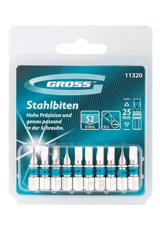 Набор бит SL5 х 25 сталь S2 10 шт Gross 11320 купить в Надыме