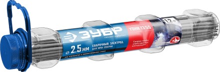 ЗУБР Д 2.5 х 350 мм, 1.2 кг в ПВХ тубе, УОНИ 13/55 с основным покрытием, электрод сварочный, Профессионал (40021-2.5) купить в Надыме