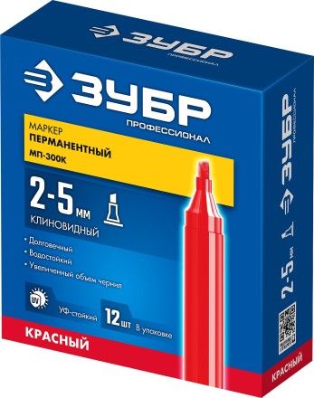 ЗУБР МП-300К красный, 2-5 мм, клиновидный перманентный маркер (06323-3) купить в Надыме