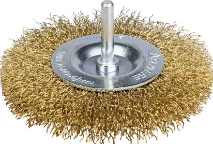 STAYER "PROFESSIONAL". Щетка дисковая для дрели, витая латунированная стальная проволока 0,3мм, 75мм 35114-075_z01 купить в Надыме