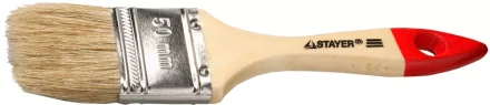 Кисть плоская STAYER "UNIVERSAL-STANDARD", светлая натуральная щетина, деревянная ручка, 50мм 0101-050 купить в Надыме