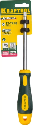 Отвертка KRAFTOOL, Cr-Mo-V сталь, двухкомпонентная противоскользящая рукоятка, TORX Hole, №40x125мм 250077-40-125 купить в Надыме