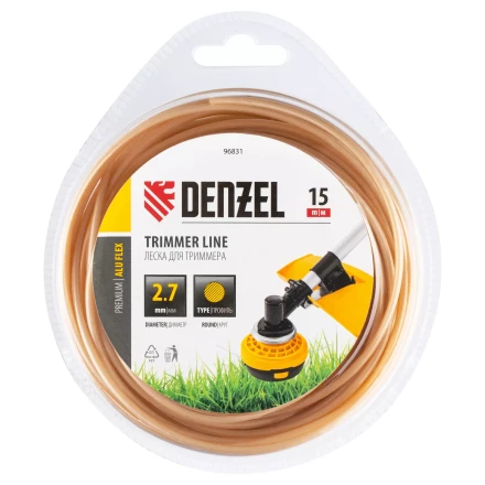 Леска для триммера армированная алюминием круглая, 2,7мм х 15м, блистер ALUFLEX Denzel 96831 купить в Надыме