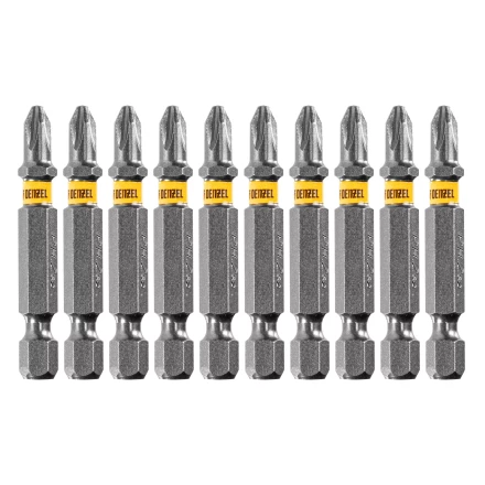 Бита PH2х50, сталь легированная S2, 10 шт., Е 6,3, шестигранный профиль, отрывная упаковка Denzel 11683 купить в Надыме