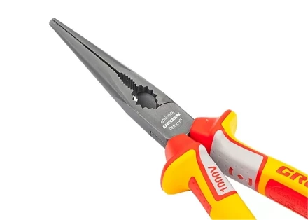 Длинногубцы прямые диэлектрические рукоятки до 1000 В трехкомпонентные рукоятки 205 мм GROSS 17177 купить в Надыме