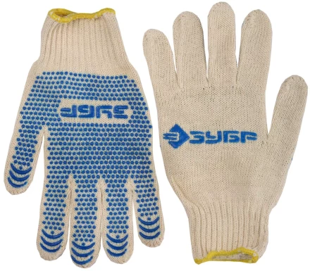 Перчатки ЗУБР хлопчатобумажные с защитой от скольжения, XL 114031 купить в Надыме
