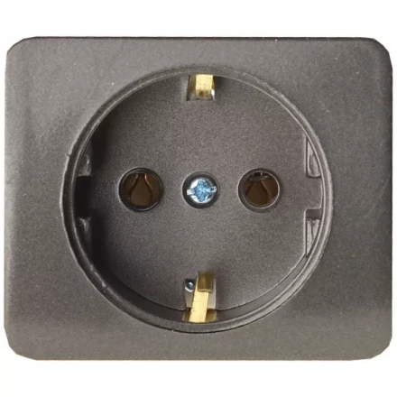 Розетка СВЕТОЗАР "ГАММА" с заземлением, одинарная, без вставки и рамки, цвет темно-серый металлик, 16А/~250В SV-54105-DM купить в Надыме