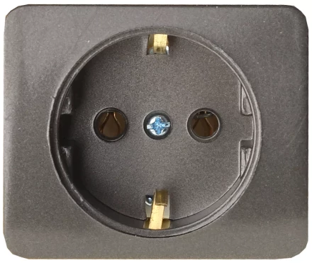 Розетка СВЕТОЗАР "ГАММА" с заземлением, одинарная, без вставки и рамки, цвет темно-серый металлик, 16А/~250В SV-54105-DM купить в Надыме