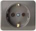 Розетка СВЕТОЗАР "ГАММА" с заземлением, одинарная, без вставки и рамки, цвет темно-серый металлик, 16А/~250В SV-54105-DM купить в Надыме