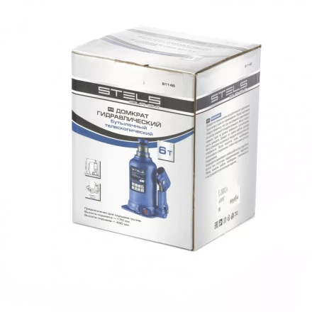 Домкрат гидравлический бутылочный телескопический 6 т подъем 170-430 мм Stels 51146 купить в Надыме