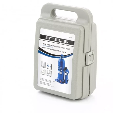 Домкрат гидравлический бутылочный 4 т h подъема 188-363 мм в пластиковом кейсе Stels 51174 купить в Надыме
