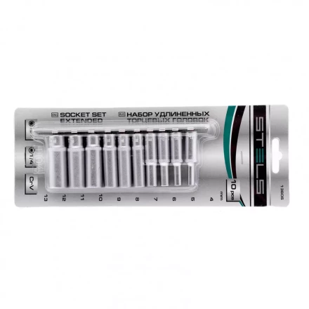 Набор удлиненных торцевых головок 1/4 шестигранные CrV 10 шт 4-13 мм Stels 13605 купить в Надыме