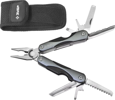 ЗУБР МАСТЕР мультитул 10 в 1 мини металлические ручки, нейлоновый чехол, 86 мм (47750) купить в Надыме