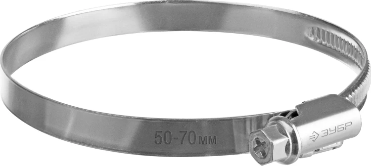 ЗУБР Х-9Н, 50 - 70 мм, накатная лента 9 мм, цинк, 50 шт, червячный хомут (37807-70) купить в Надыме