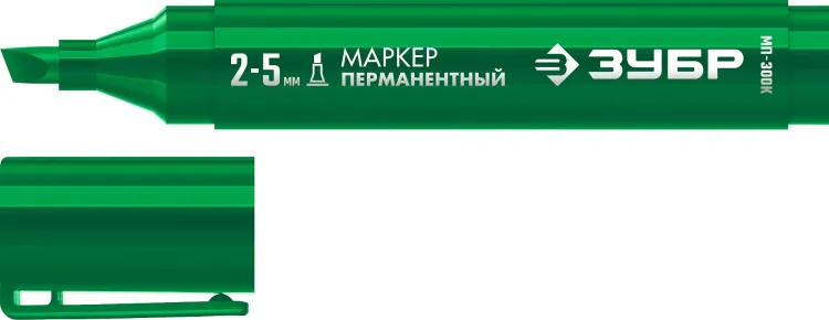 ЗУБР МП-300К зеленый, 2-5 мм, клиновидный перманентный маркер (06323-4) купить в Надыме