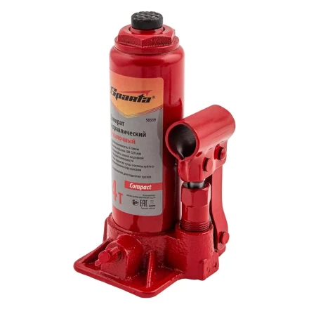Домкрат гидравлический бутылочный, 4 т, h подъема 180–320 мм Sparta Compact 50339 купить в Надыме
