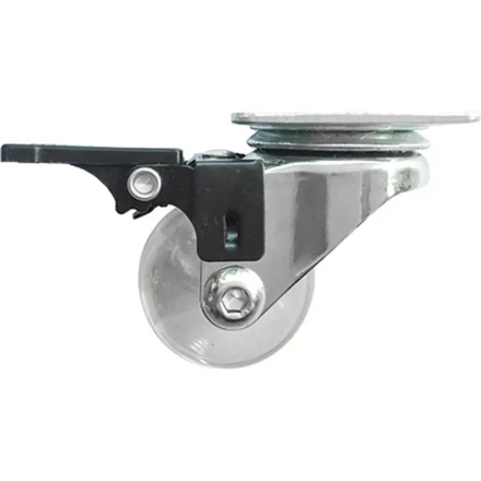 Колесо ПУ прозрачное поворотное с тормозом d-35 мм, крепление платформенное Сибртех 68736 купить в Надыме