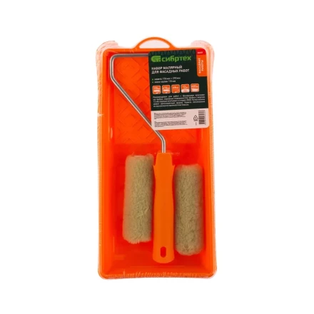 Малярный набор для фасадных работ: кювета 150 мм х 290 мм и мини-валик 110 мм Сибртех 80457 купить в Надыме