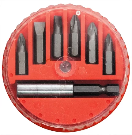 Набор бит, магнитный адаптер для бит, сталь 45Х, 7 предм., в пласт. закрытом боксе  MATRIX 11392 купить в Надыме