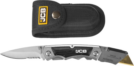 Нож JCB складной многофункц, трапец лезвие, тип &quot;А24&quot;, перочин лезвие с серрейтор заточкой, мет корпус, чехол, 5 лезвий JLC003 купить в Надыме