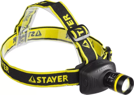 Фонарь STAYER "PROFESSIONAL" налобный светодиодный, 3Вт(140Лм), регулируемый фокус, 3 режима, 3ААА 56566 купить в Надыме