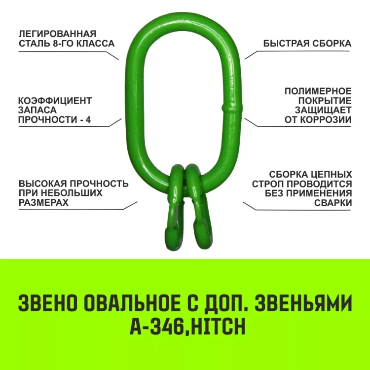 Звено овальное с доп. звеньями A-346 HITCH Т8 кл 11.2 т (SZ071393) купить в Надыме