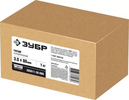 ЗУБР ГОСТ 4028-63, 80 x 3 мм, 1 кг, строительные гвозди (305011-30-080) купить в Надыме