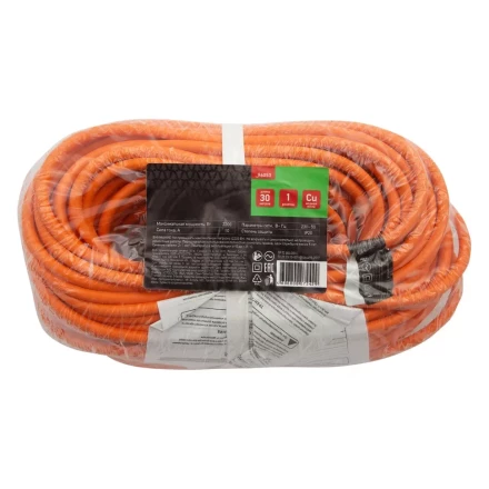 Удлинитель-шнур силовой 30 м, 10A, тип УХ10, 1 розетка, Россия Сибртех 96053 купить в Надыме