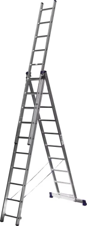 Лестница СИБИН универсальная, трехсекционная со стабилизатором, 10 ступеней 38833-10 купить в Надыме