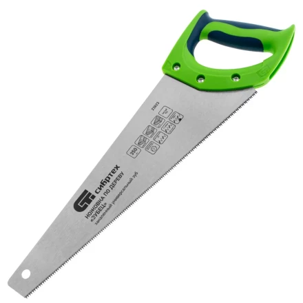 Ножовка по дереву "Зубец", 350 мм, 11 TPI, зуб 2D, калёный зуб, 2-х компонентная рукоятка Сибртех 23823 купить в Надыме