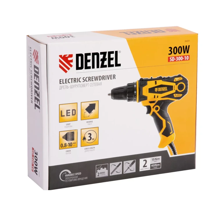 Дрель-шуруповерт сетевая SD-300-10// Denzel 26201 купить в Надыме