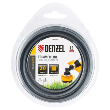 Леска для триммера армированная алюминием квадратная, 2,0мм х 15м, блистер ALUFLEX Denzel 96833 купить в Надыме