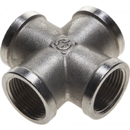 Крестовина GENERAL FITTINGS никелированная латунь, г/г/г/г, 3/4&quot; 51048-3/4 купить в Надыме