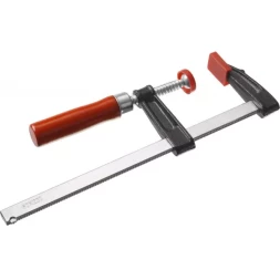 Струбцина ЗУБР "СТАНДАРТ", тип "F", деревянная ручка, стальная закаленная рейка, 50х200мм 32152-50-200